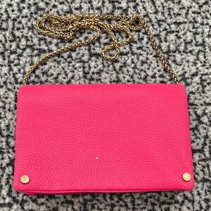 Street Level Hot Pink Clutch with Gold Chain